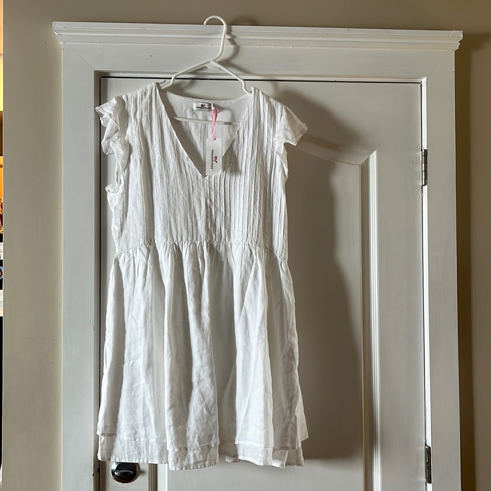 Vineyard Vines White Linen Pintuck Dress